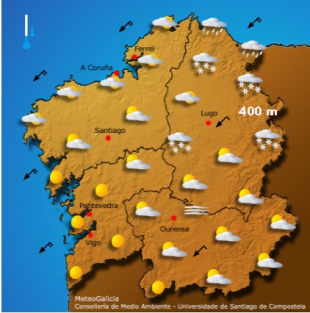 Prognóstico de Meteogalicia para o mércores 7 de xaneiro